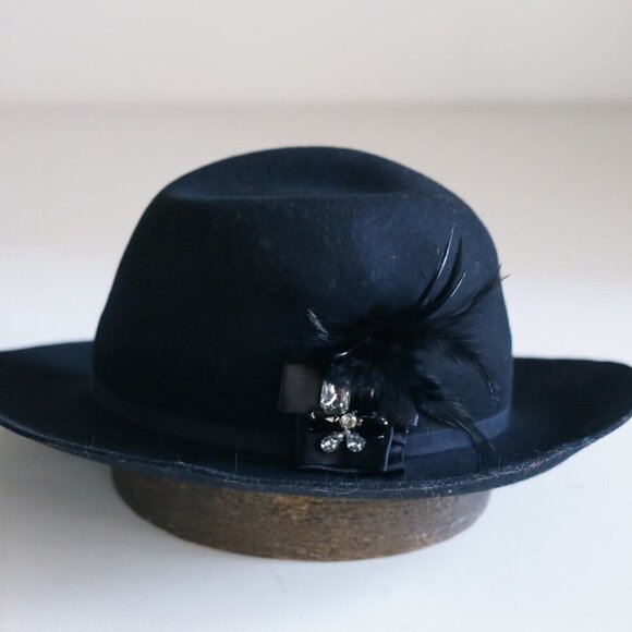 August Hat Company Black Wool Hat w Rhinestone - Picture 6 of 8